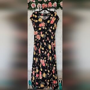 Chaps Vintage Cabbage Rose Maxi Dress